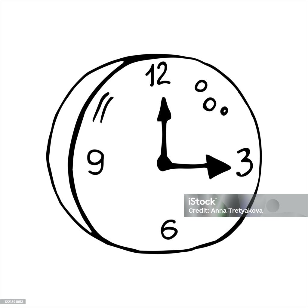 Clock Element Individual Single Element Of Clock In Doodle Business Set Hand Drawn Vector ...