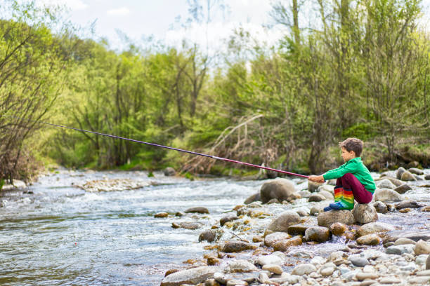 istock Small boy fishing. 1221892531