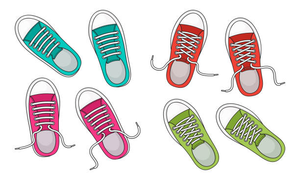 Colorful Fashion Sneakers Isolated On White Background Top View Casual  Youth Shoes Vector Stock Illustration - Download Image Now - iStock