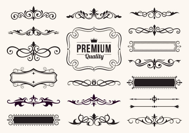 ilustraciones, imágenes clip art, dibujos animados e iconos de stock de elementos ornamentados decorativos y insignias - ornamental pattern