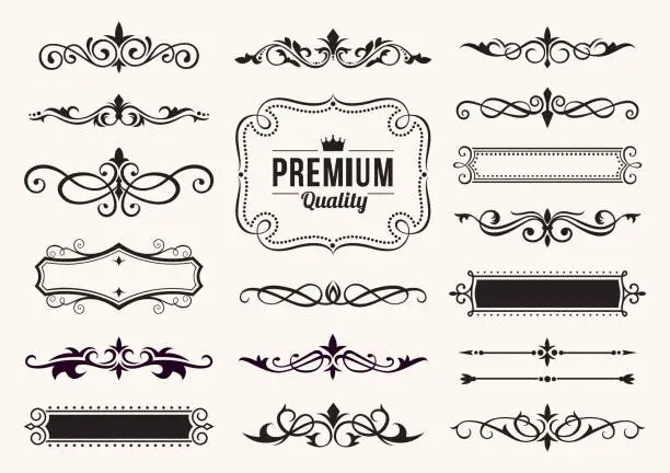 Vector illustration of Decorative Ornate Elements and Badges