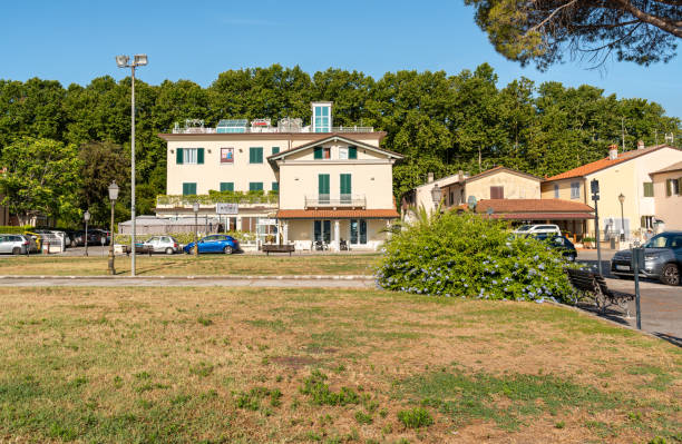 Squarq of Torre del Lago Puccini on lake Massaciuccoli, province of Luca, Tuscany Torre del Lago Puccini, Tuscany, Italy - July 4, 2019: Squarq of Torre del Lago Puccini on lake Massaciuccoli, fraction of Viareggio in province of Luca, Tuscany giacomo puccini stock pictures, royalty-free photos & images