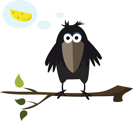Cute Crow With Cheese Vector Image Stock Illustration - Download Image Now  - Cartoon, Crow - Bird, Animal - iStock