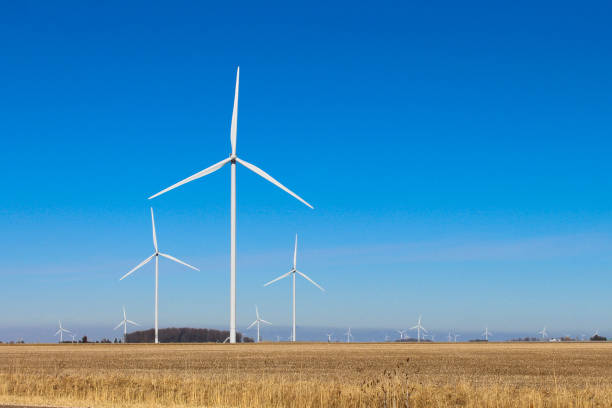 istock Alignment of wind turbines wings 1221897433