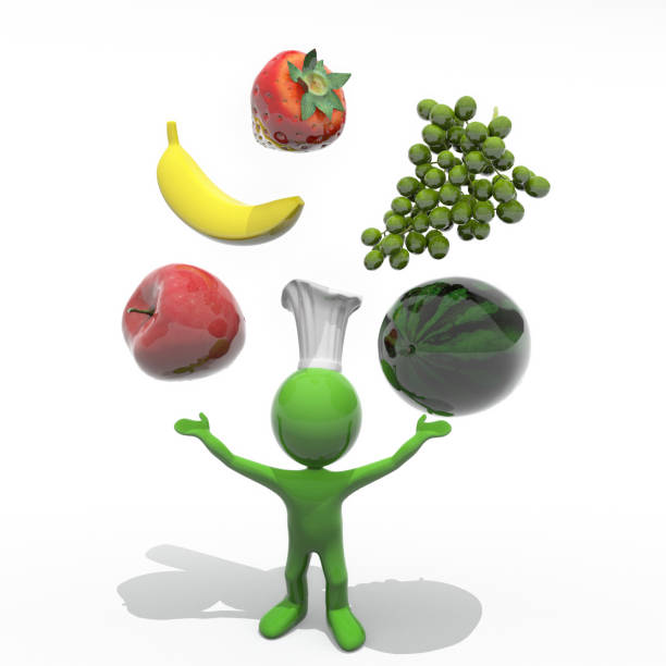istock The cook keep fruits in the air with her hands 1221897666