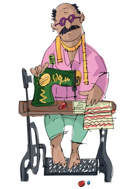 Vector illustration of An indian street tailor