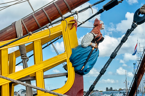 Saint-Malo, France -October 31, 2014: L' Etoile du Roy (The Kings Star) is a replica of a corsair pirate ship anchored in the port of Saint-Malo in the Brittany region of France.