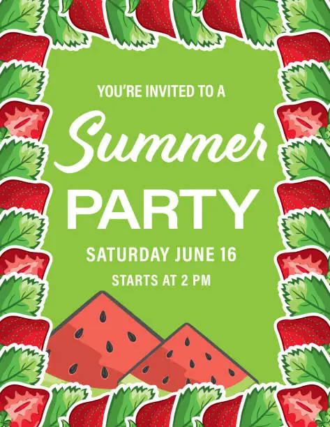 Vector illustration of Watermelon Summer Party Invitation