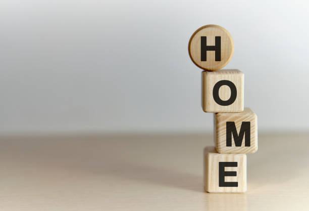 istock Home page - marketing technology concept - words on vertical wooden cubes 1221902405