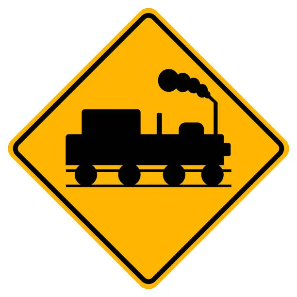 Vector illustration of Warning signs Railway crossing without gates on white background