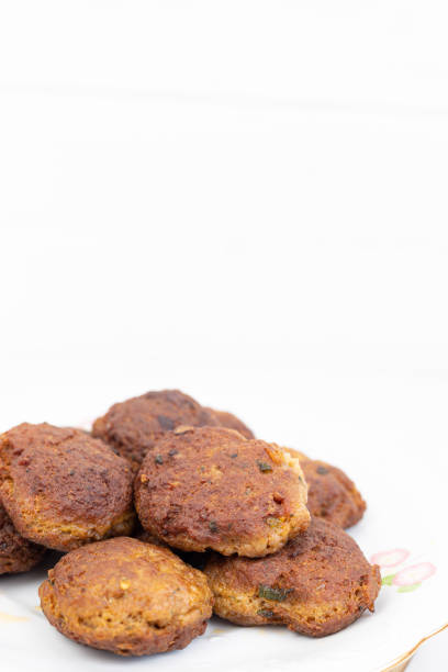 istock Fried meatballs served on the plate with copy space 1221903618