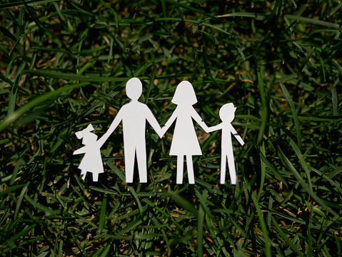 concept of eco friendly and save the earth with happy family.paper art style