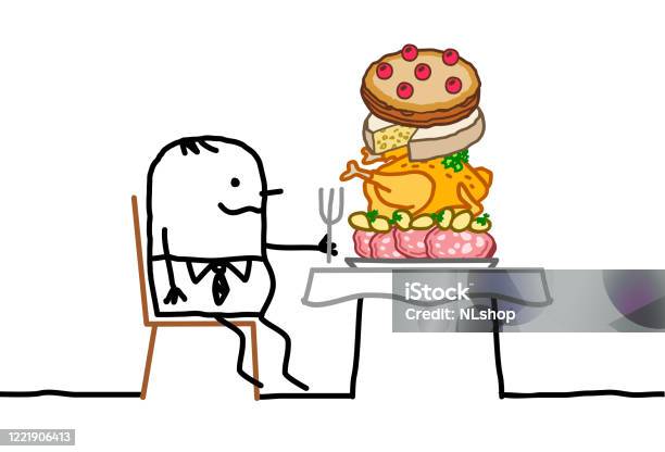 Cartoon Fat Man Sitting A A Table With A Too Big Pile Of Food In His Plate Stock Illustration - Download Image Now - iStock Cartoon Fat Man Sitting A A Table With A Too Big Pile Of Food In His Plate Stock Illustration - Download Image Now - iStock