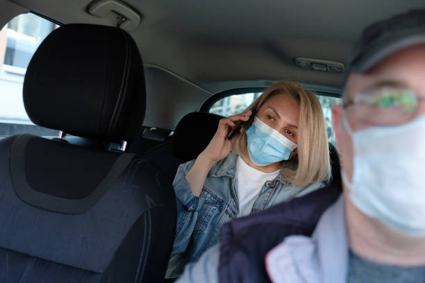 istock Taxi ride in time of Coronavirus 1221908175
