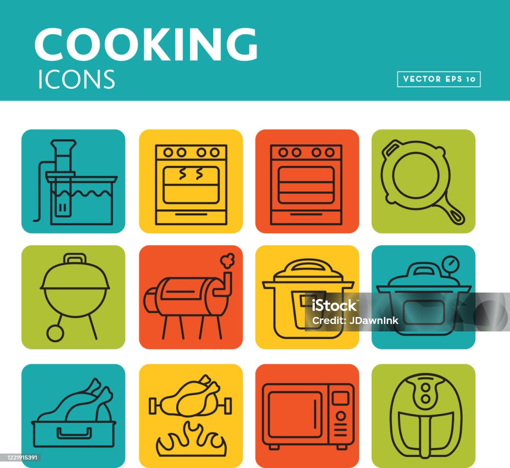 Cooking Methods Vector Set Of Cooking Methods And Appliances In Thin Line Style Stock ...