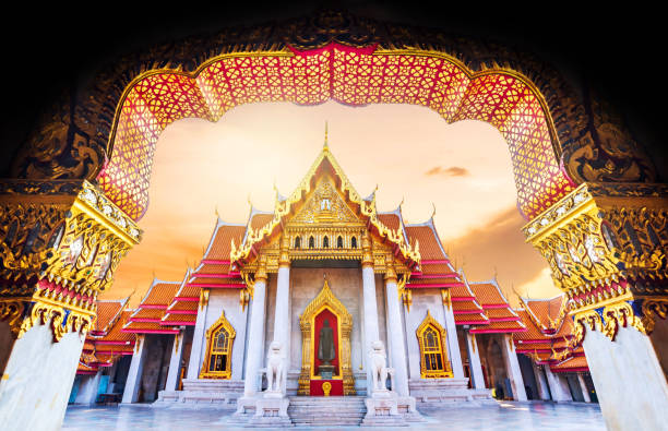 istock Wat Benchamabophit or Marble temple in Bangkok, Thailand 1221919872