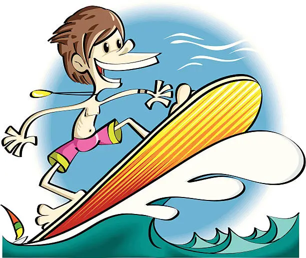 Vector illustration of surfing at summer time