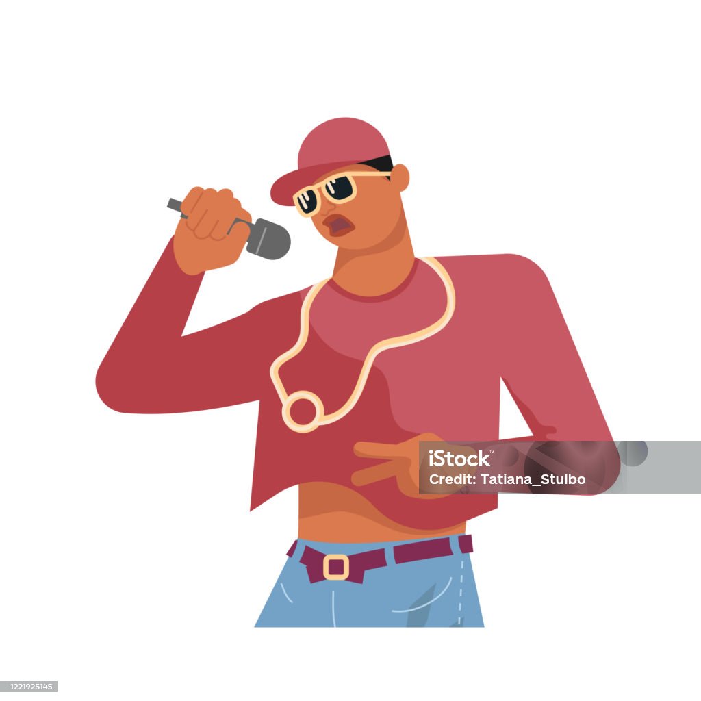 Vetores de Rapper Negro Cantando E Dançando e mais imagens de