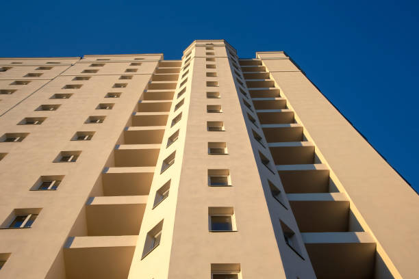 istock Facade of a new multi-story residential building. architecture and modern construction 1221926076