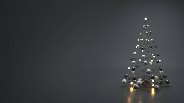 istock Christmas tree in futuristic technology style 3D render illustration 1221928670