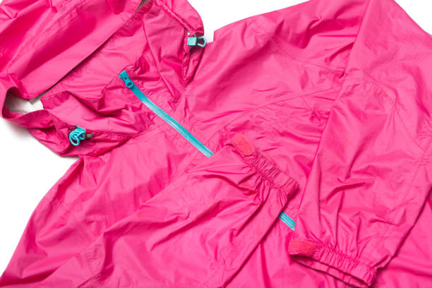 istock Pink and blue zipper windbreaker hiking jacket 1221934315