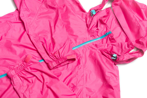 istock Pink and blue zipper windbreaker hiking jacket 1221934452