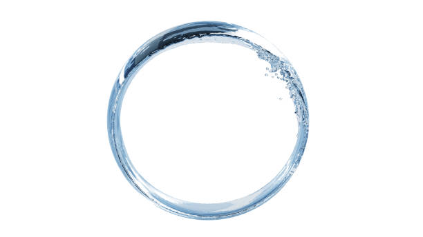 istock 3d realistic water splashing round frame, aqua, clear liquid splash isolated on white background 1221934464