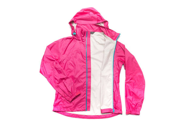 istock Pink and blue zipper windbreaker hiking jacket 1221934515