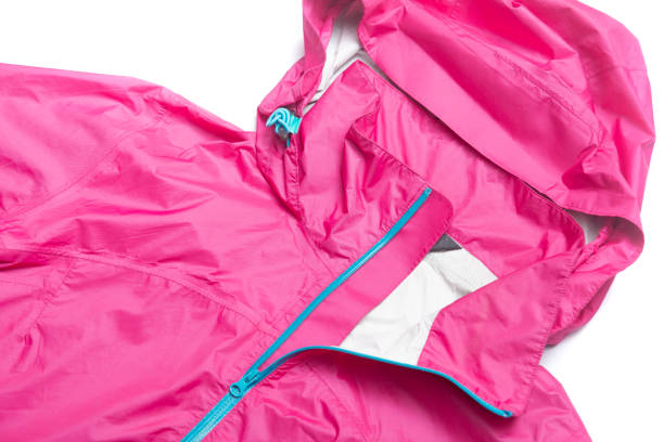 istock Pink and blue zipper windbreaker hiking jacket 1221934548