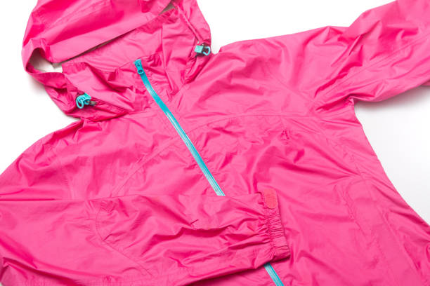 istock Pink and blue zipper windbreaker hiking jacket 1221934592