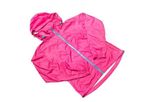 istock Pink and blue zipper windbreaker hiking jacket 1221935653