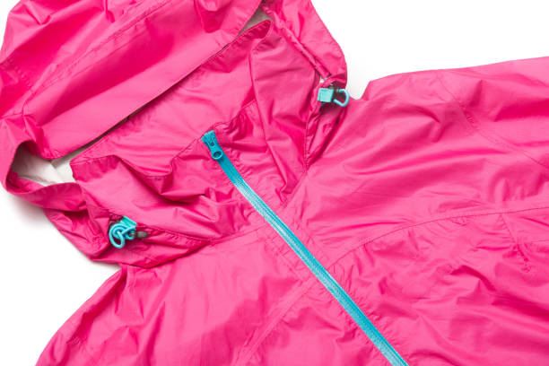 istock Pink and blue zipper windbreaker hiking jacket 1221935710