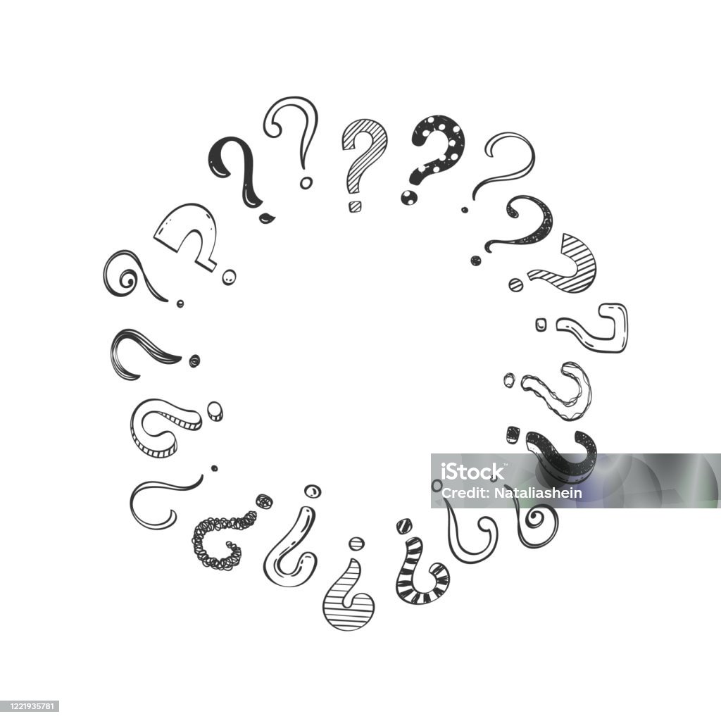 Khung Hình Tròn Được Làm Bằng Dấu Chấm Hỏi Vẽ Tay Câu Hỏi Doodle ...