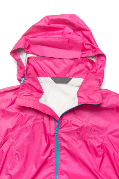 istock Pink and blue zipper windbreaker hiking jacket 1221935818