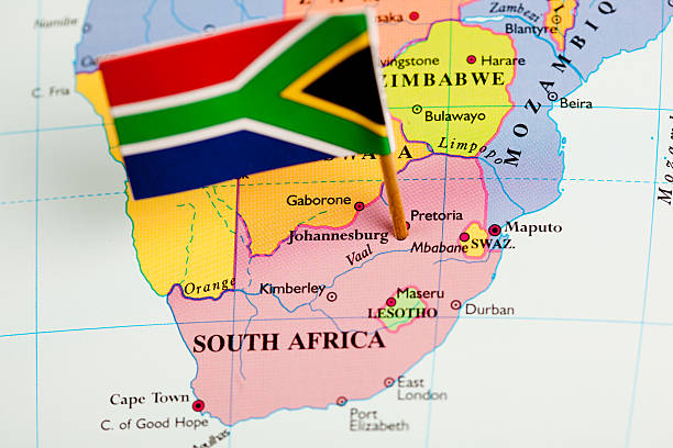 bandera y mapa de sudáfrica - masbru fotografías e imágenes de stock
