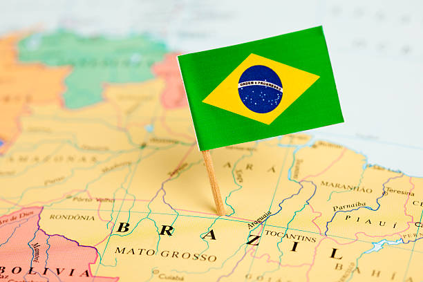 Map and Flag of  Brasil