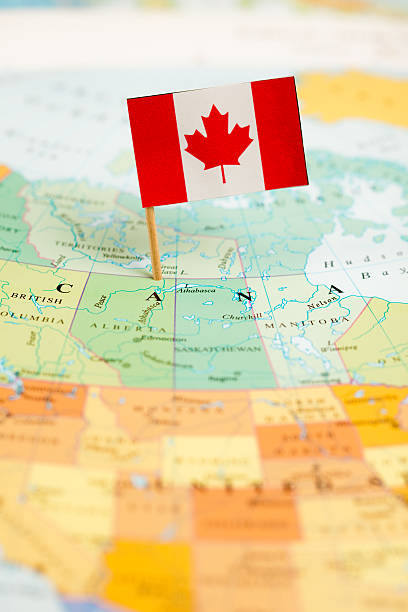 istock Map and Flag of Canada 122193862