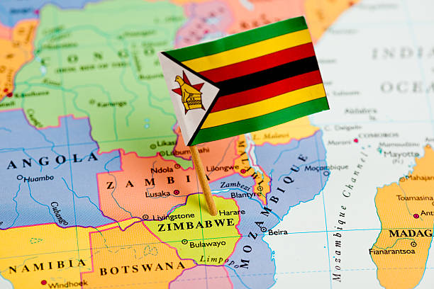 istock Map and Flag of Zimbabwe 122193946