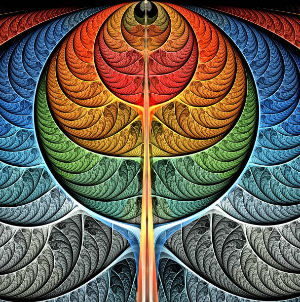 bright multi-color abstract fractal background of circles and geometric elements. Beautiful abstract fractal to highlight individual groups of objects.