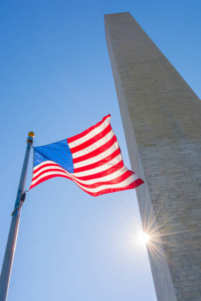 istock American Flag and Washington Monument 1221943102