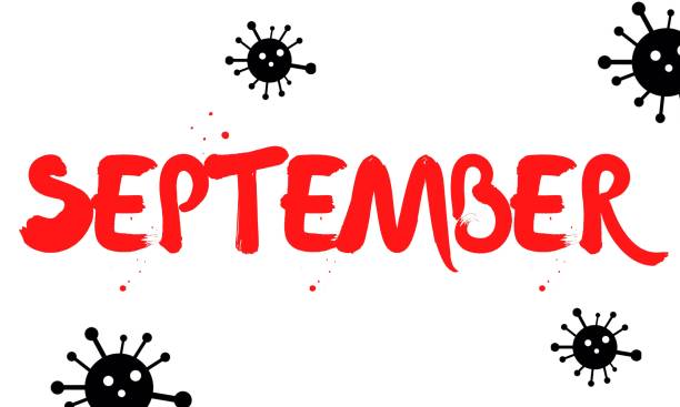 illustrazioni stock, clip art, cartoni animati e icone di tendenza di settembre colpito da corona virus logo, simbolo, icona, segno. - m9