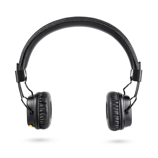 istock Wireless black on-ear headphones isolated on white 1221944694