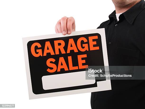 Garage Vendita Di - Fotografie stock e altre immagini di Garage sale - Garage sale, Segnale, Sfondo bianco