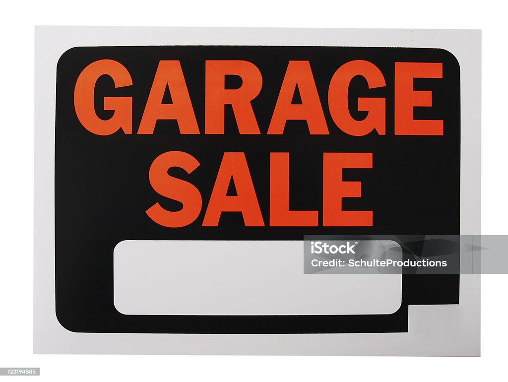 Garage signe de vente - Photo de Vide-grenier libre de droits