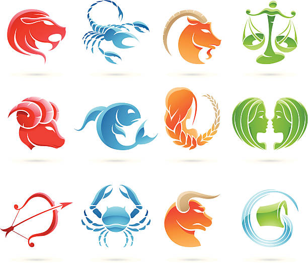 Zodiac star signs  blue ram fish stock illustrations