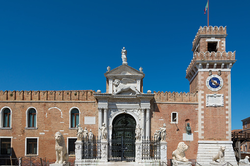Venice,Italy -August 17,2014:View of the famous arsenal of Venice during a sunny day