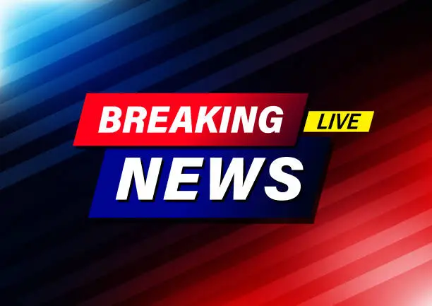 Vector illustration of Live Breaking News headline with blue and red color background