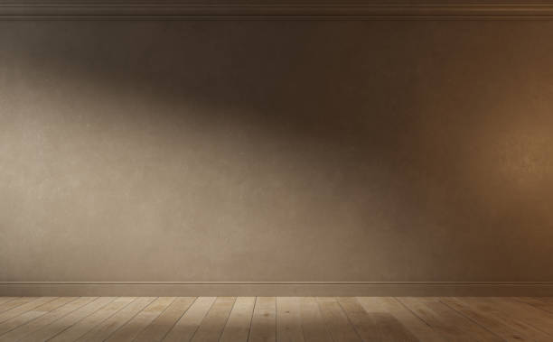 istock Empty room interior background with brown walls. 3d illustration 1221953852