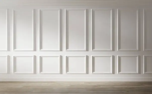 White empty room. Classic interior design. 3d illustration