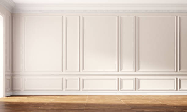 istock Classic luxury empty room with beige walls. 1221954777